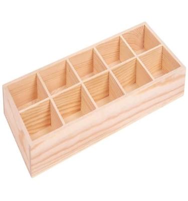 China Europe Rustic Compartments Boxes Succulents Flower Pot Storage Box Wood Divided Desktop Rack for sale