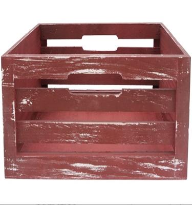 China Decorative Rustic Red Wooden Europe Storage Crate for sale