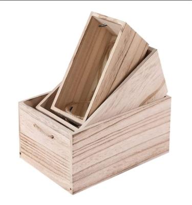 China Europe Antique Wooden Nesting Storage Box With Twisted Rope Handle For Storage for sale