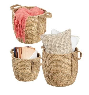 China Sustainable Woven Round Braided Rope Vegetable Plankton Home Storage Baskets for sale