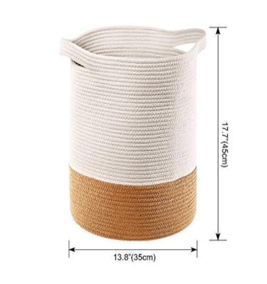 China Whole Sustainable Plant Cotton Rope Storage Baskets, Woven Toy Storage Box For Kids for sale