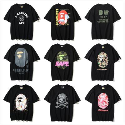 China Breathable Brand T Shirt Men Trendy High Quality Fashion Designer Loose Printed T-shirt Sports Casual T-shirt BAPE for sale