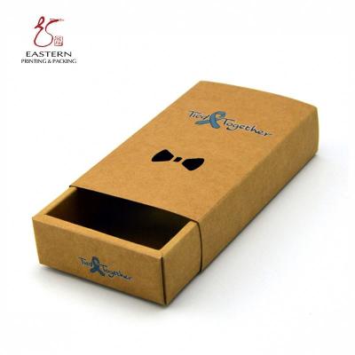 China Recyclable Bow Tie Gift Packaging Kraft Paper Box With Drawer for sale