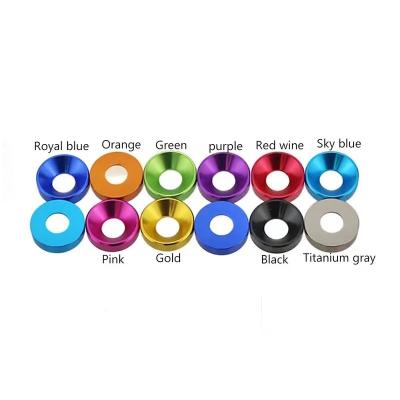 China Wedge Color Aluminum Alloy Concave Conical Countersunk Gasket Hole Fish Eye M4 Screw Head Gasket for sale