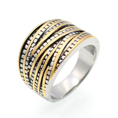 China CLASSIC Antique Stainless Steel Women's Ring Infinite Gold Logo Retro Intercolor Stainless Steel Rope Ring for sale