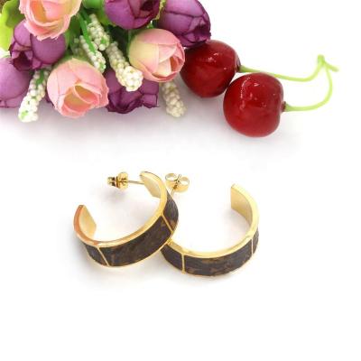 China CLASSIC Stainless Steel Jewelry Making Supplier Hip Hop Style Tops For Women Circle Leather Earring Guangzhou for sale