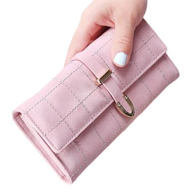 China Wholesale High Quality Waterproof PU Leather With Classic Plaid Pattern Women Wallet for sale