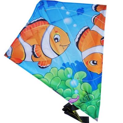 China Entertainment Customized Polyester Cartoon Easy Flying Fish Diamond Kite for sale