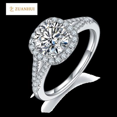 China Fashionable ZuanHui GRA quality S925 women jewelry sterling silver rhodium plated 1.5ct engagement princess oval moissanite rings for sale