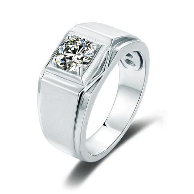 China ZuanHui S925 romantic silver rhodium plated whimsical style 1ct moissanite men's romantic silver white men's jewelryrings for sale