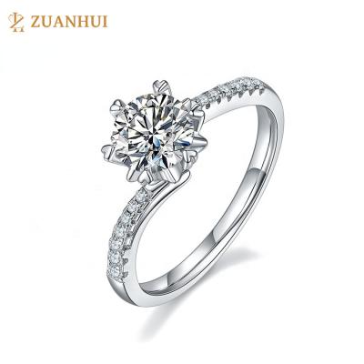 China ZuanHui CLASSIC high quality moissanite 925 sterling silver silver ring fine cut solitaire engagement jewelryround 1ct from ZuanHui for sale