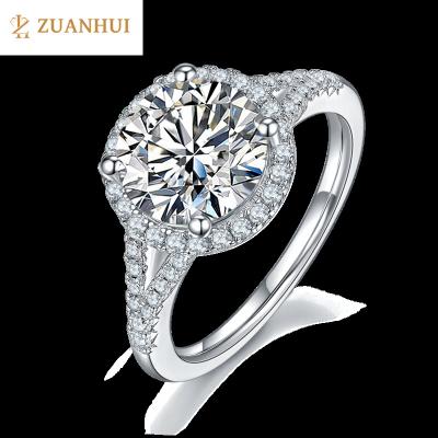 China ZuanHui fashion factory professional S925 sterling silver jewelry 3 carrat women geometric moissanite engagement wedding rings for sale