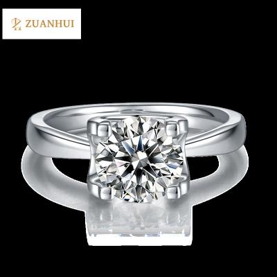 China ZuanHui Design Resizeable 2ct Fashionable Romantic Women 925 Sterling Silver Moissanite Engagement Rings Jewelry Proposal for sale