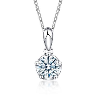 China Zuanhui CLASSIC Moissanite Factory For Women Engagement 925 Sterling Silver Moissanite Necklace Crown Design Pendant for sale