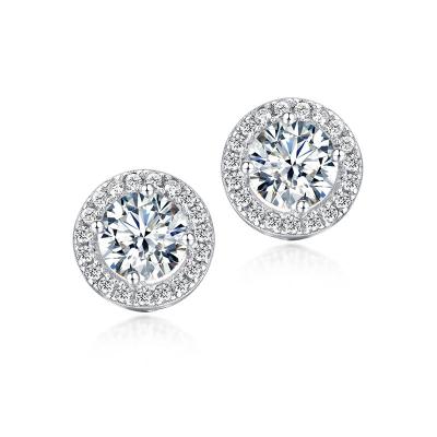 China Luxury Round Moissanite 925 Sterling Silver Earring Stud Wedding Ring For Women Jewelry from Zuanhui CLASSIC wholesale jewelry for sale