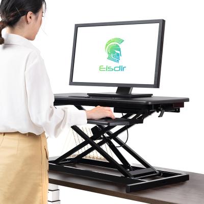 China (Height)Adjustable Sit Stand Workstation Standing Desk Converter with Dual Monitor Combo Ergonomic Mount Height Adjustable Tabletop Desk for sale