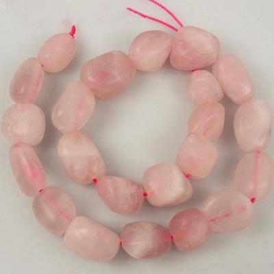 China Stone Natural Gemstone Madagascar Rose Quartz Matte Tumbled Beads for sale