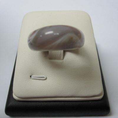 China CLASSIC Natural Gemstone 17 Mm Diameter 10 Mm Size Or Customized Gray Agate One Side Blown Finger Rings for sale