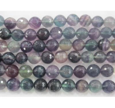 China Stone Fluorite Faceted Round Beads for sale