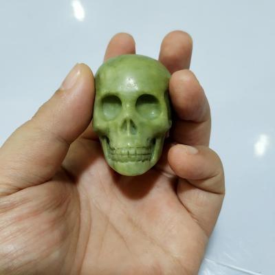 China Others Natural Green Jade Carved Skulls Gemstone Display Craft Decor South for sale