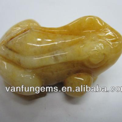 China Stone yellow jade carved frog for sale