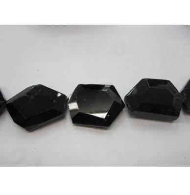 China Attractive Natural Black Tourmaline Flat Tumble Faceted Beads for sale