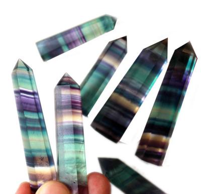 China Others Customized 32*8mm or Hexagonal Points Fluorite Gemstone Natural Energy Wand Fluorite Wand for sale