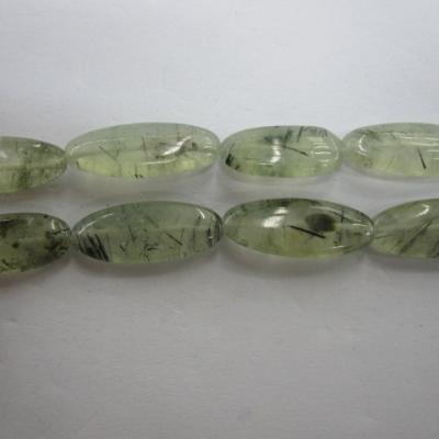 China Green Gemstone Natural Prehnite Garnet Barrel Beads for sale