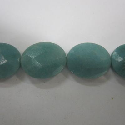 China Wholesale Stone Gemstone Beads White Jade Dyed Green Jade Double Side Blown Faceted Ovals for sale