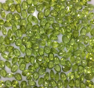 China Attractive Natural Gemstone Green Peridot Pear 4*6mm Cut Cabochon for sale