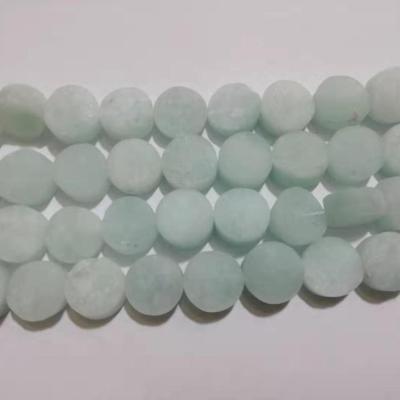 China Wholesale 20mm Stone or Customized Flat Round Rough Gemstone Amazonite Quartz One Side Coin Disc Beads for sale