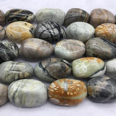 China Natural Gemstone 22-26*35-43 Picasso Jasper Stone Customized Rounded Polished Tumbled Stone Nuggets Eggs for sale