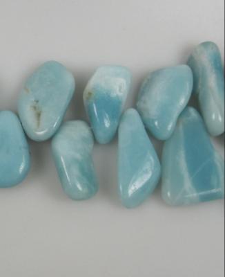 China Stone Natural Amazonite Top Side Drill Horizontal Drill Polished Tumbled Stone Beads for sale