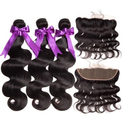 China Cheap Unprocessed Cuticle Aligned Virgin Hair Silky Straight Wave Pre-plucked 13x4 Swiss Lace Headband With Hair Weave Bundles For Black Women for sale