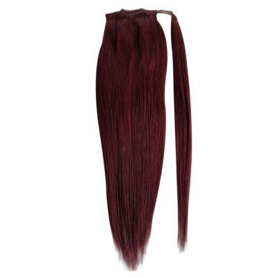 China Silky Straight Wave Natural Wrap Around Ponytails Natural Drawn Double Drawstring Ponytail Hair Extensions 100% Brazilian Human Hair Pony for sale