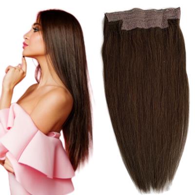 China Virgin Human Hair 100 Invisible Wave Halo Hair Extensions European Seamless High Quality Unprocessed Silky Straight Double Hair Weft for sale