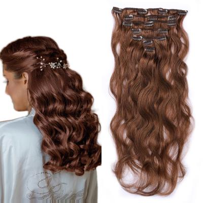 China Wholesale Water Wave Full Cuticle 100% Body Wave Pulled Hair Double Real 7 Pieces Seamless Clip In Hair Extensions for sale