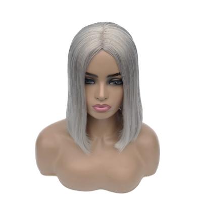 China Straight Gray Full Machine Made Front Wig Cuticle Aligned Unprocessed Bob Wigs For Black Women Virgin Hair Brazilian Hair for sale