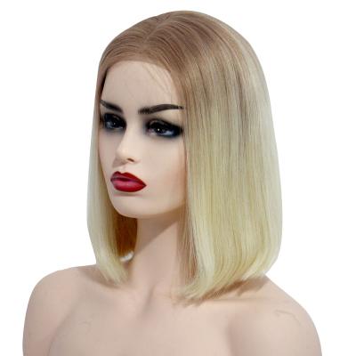 China Straight 180% Density 13x4 Lace Front 613 Ombre Gold Wig Unprocessed Brazilian Virgin Hair Human Hair Bob Wig for sale