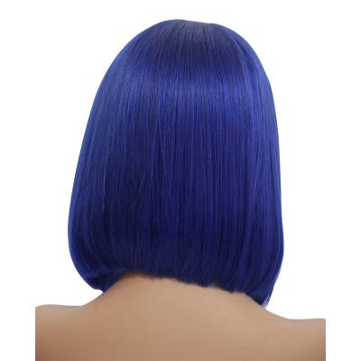 China Straight 180% Density 13x4 Lace Front Blue Color Wig Cuticle Aligned Unprocessed Human Hair Virgin Hair Bob Wig From Natura Brazil for sale