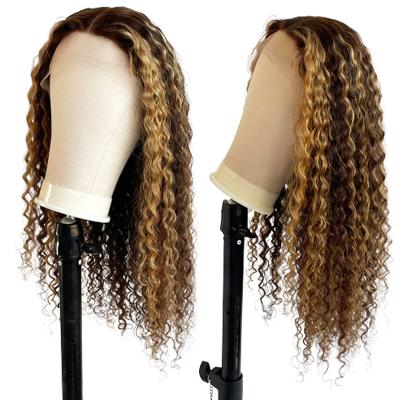 China Curly Lace Front Highlight Curly Wavy Wigs, T Piece Lace Closure Hair Wigs for sale