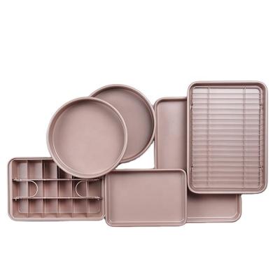 China Custom Professional Non-Stick Cookie Tray Brownie Cake Pan Baking Sheets Metal Molds Set Bakeware Factory Workable for Oven for sale