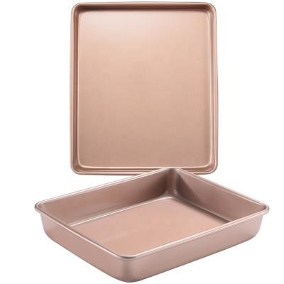 China Viable Hot Selling Non-Stick Baking Sheets Oven Cookie Sheets Amazon Gold Metal Mold Set for Home Kitchen for sale