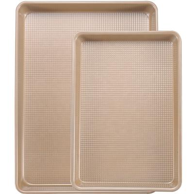 China Viable Custom Hot Selling Baking Trays Oven Textured Cookie Sheets Metal Non-Stick Baking Trays Set for Home Kitchen for sale