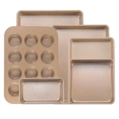 China Hot Selling Custom Made Viable Bakeware Non-Stick Molds Oven Textured Cookie Sheets Set Metal Baking Trays Set for Home Kitchen for sale