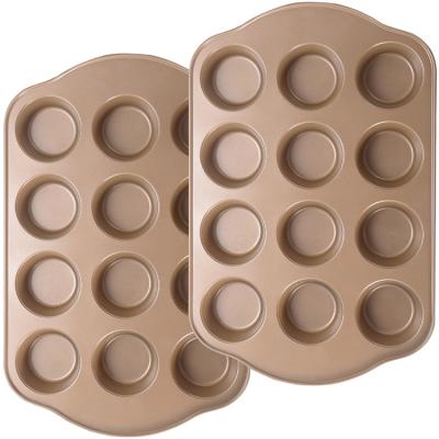 China Amazon Oven Nonstick Cupcake Pans Full Size Metal Viable Hot Selling Bun 12 Tins Baking Roll Pan Set for Home Kitchen for sale