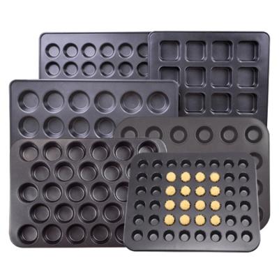 China Viable Factory Custom Professional Baking Tools Mini Large 12 24 48 Non-Stick Molds Tray Cupcake Tins Muffin Pans Metal for Oven for sale