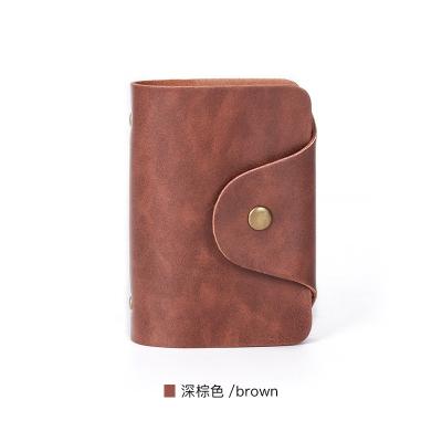 China Hot Selling Custom Leather Business Card Holder Vintage Business Credit Card Holder Wallet Button Closed for sale