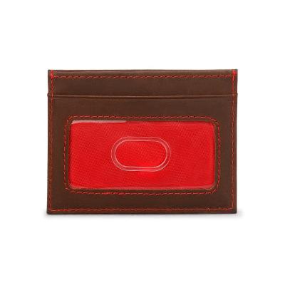 China Fashion Stylish Slim Leather Credit Card Holder Rfid Blocking Wallet Card Holder With Embroidered for sale