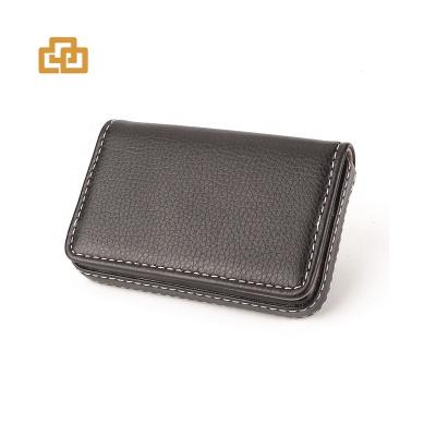 China Fashion Lychee Leather Square PU Card Holder Business Card Holder Magnet Fastener for sale